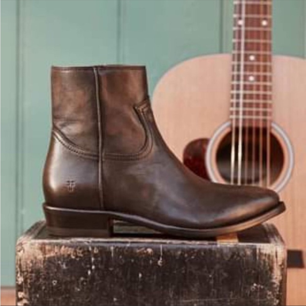 $398 Frye Billy Inside Zip Ivory White Leather Southern Cowboy Short Ankle Boot - Picture 10 of 16